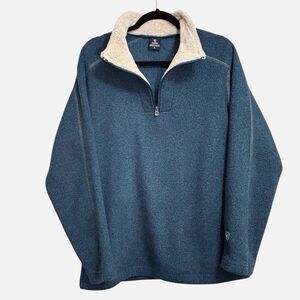 Kuhl Alfpaca Mens Fleece Quarter Zip Pullover Blue Funnel Neck Granola Boy